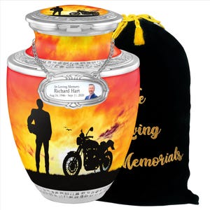 Personalized Biker Biking Riding Urns For Human Ashes, Urns For Human Ashes Full Size, Photo Urns, Cremation Urns For Ashes, Adult Urn Male