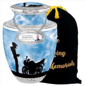 Personalized Biker Biking Riding Urns For Human Ashes, Urns For Human Ashes Full Size, Photo Urns, Cremation Urns For Ashes, Adult Urn Male