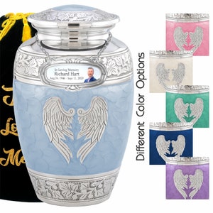Personalized Blue Angel Wings Urns For Human Ashes, Urns For Ashes Full Size, Mother Urns, Cremation Urns For Ashes, Adult Urn Male Female