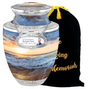 Personalized Beach Urns For Human Ashes, Urns For Human Ashes Full Size, Photo Urns, Cremation Urns For Ashes, Adult Urn Male Female