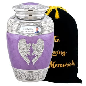 Personalized Purple Angel Wings Urns For Human Ashes, Urns For Ashes Full Size, Mother Urns, Cremation Urns For Ashes, Adult Urn Male Female
