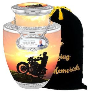 Personalized Biker Biking Riding Urns For Human Ashes, Urns For Human Ashes Full Size, Photo Urns, Cremation Urns For Ashes, Adult Urn Male