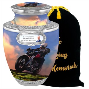 Personalized Biker Biking Riding Urns For Human Ashes, Urns For Human Ashes Full Size, Photo Urns, Cremation Urns For Ashes, Adult Urn Male