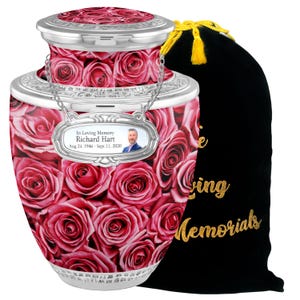 Personalized Rose Flower Urns For Human Ashes, Urns For Human Ashes Full Size, Photo Urns, Cremation Urns For Ashes, Adult Urn Male Female