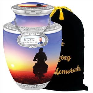 Personalized Biker Biking Riding Urns For Human Ashes, Urns For Human Ashes Full Size, Photo Urns, Cremation Urns For Ashes, Adult Urn Male