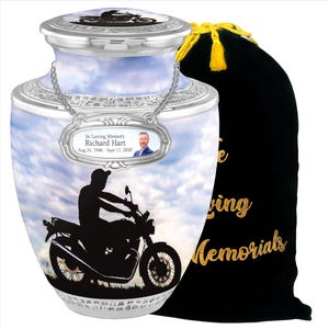 Personalized Biker Biking Riding Urns For Human Ashes, Urns For Human Ashes Full Size, Photo Urns, Cremation Urns For Ashes, Adult Urn Male