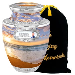 Personalized Beach Urns For Human Ashes, Urns For Human Ashes Full Size, Photo Urns, Cremation Urns For Ashes, Adult Urn Male Female