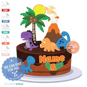 Baby Dino taart topper dinosaurus partij Dino verjaardag decoratie T-Rex Jurassic thema dinosaurus aangepaste middelpunt gepersonaliseerde topper gesneden bestand