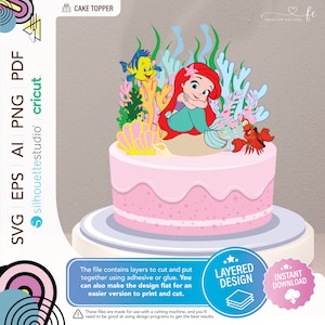 Cute Mermaid Cake Topper Baby Mermaid Birthday Party Under the Sea Little Mermaid Decoration Mermaid Centerpiece SVG Instant Download