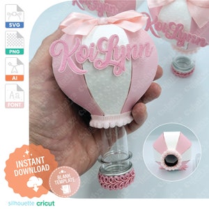 Hete lucht ballon Candy Tube gunst vak, ballon wolken gunsten, verjaardag, baby shower, vak sjabloon, vak gesneden bestand SVG Instant Download