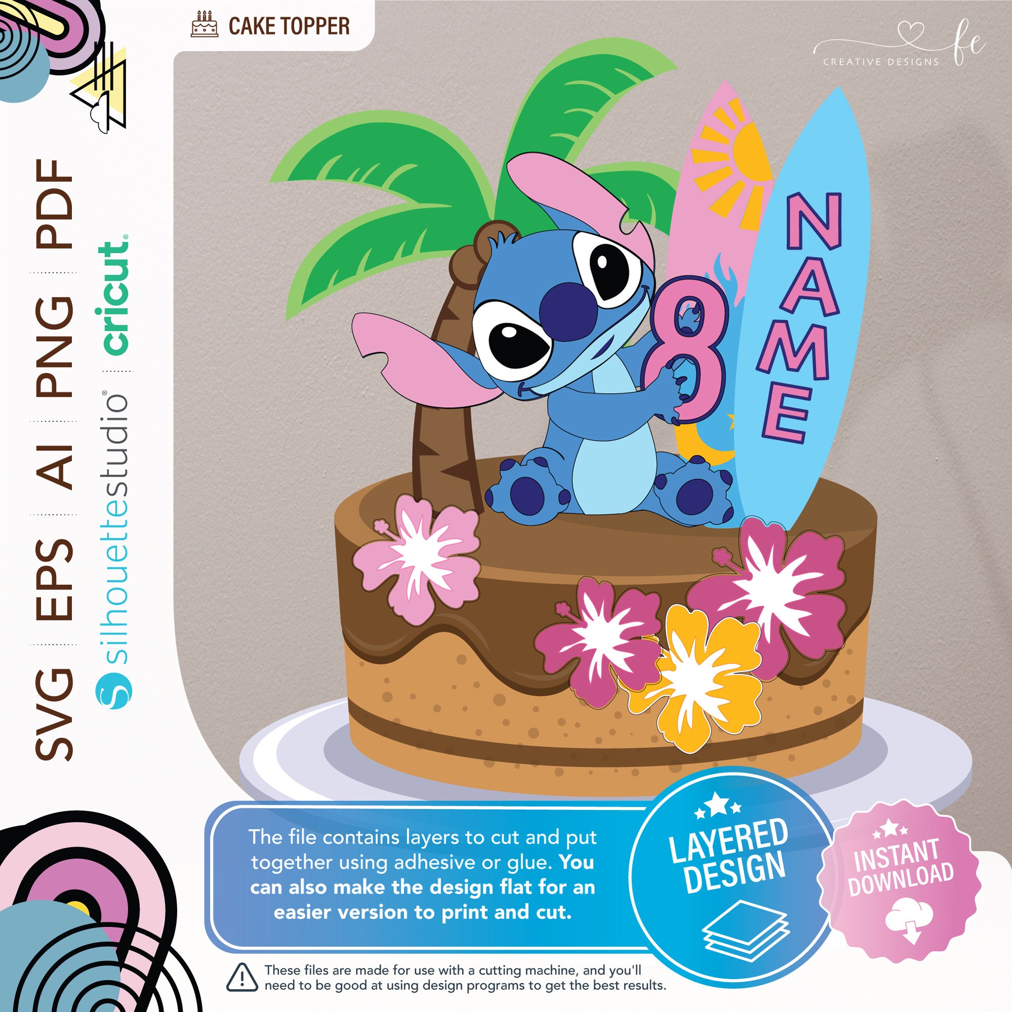 Stitch Cake Topper - Decorated Cake by Leigh Medway - CakesDecor