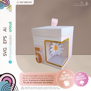 Side Display Box Cube Template Party Favor Treat Box Shaker Box Birthday Party Boxes Template Clear Box Cut file SVG Instant Download