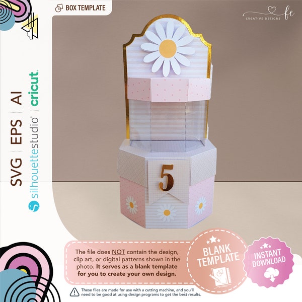 Double boîte hexagonale modèle Party Favor Treat Box Shaker Box Birthday Party Boxes Modèle Clear Box Cut fichier SVG Téléchargement instantané