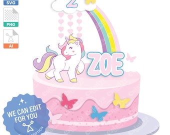 Magical Rainbow Unicorn Cake Topper, Unicorn Birthday Party Theme, Rainbow Cake Decoration, Unicorn Party Decoration, SVG Cut File