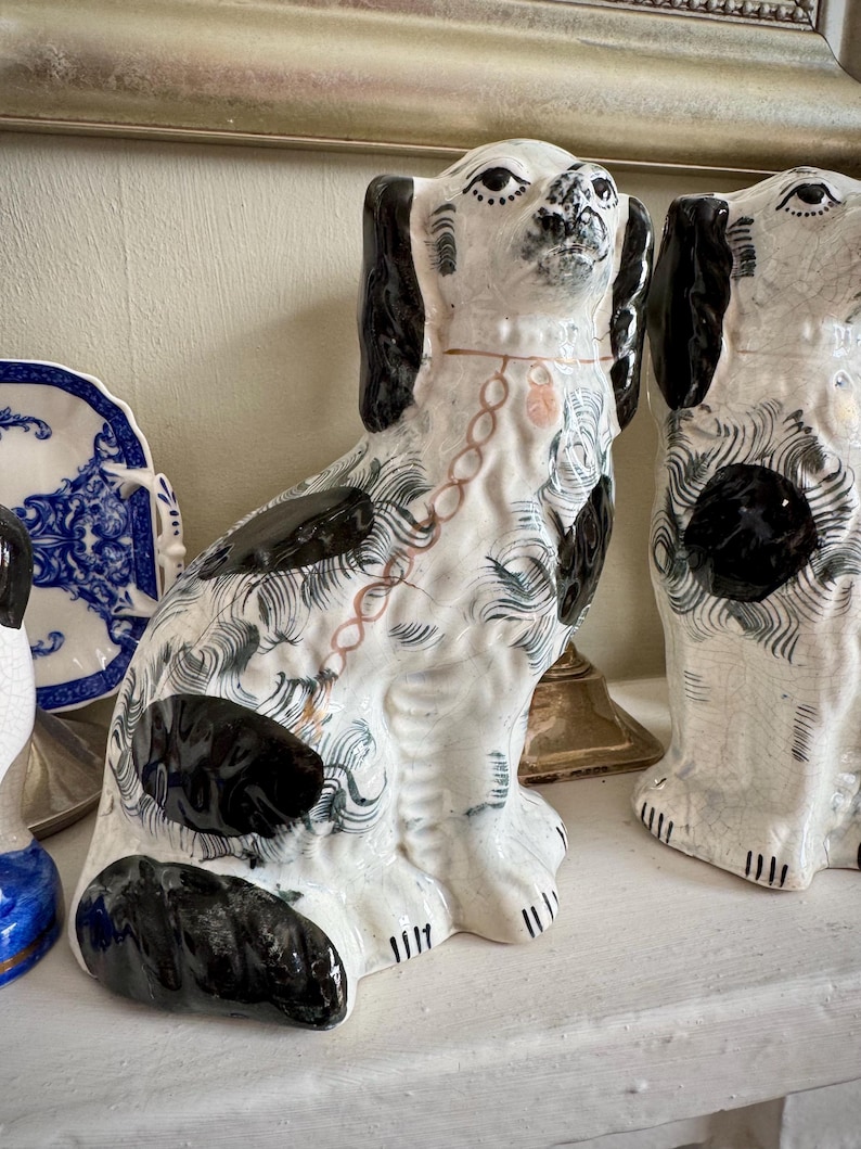 Pair of Antique Victorian 19th Century Staffordshire Dog Figurines ...