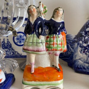 Antique Victorian 19th Century Staffordshire Figurine of Two Scottish Dancers - c1860s