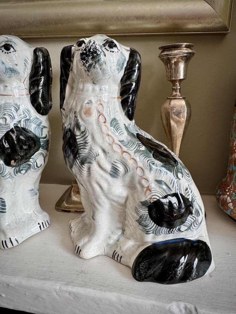 Pair of Antique Victorian 19th Century Staffordshire Dog Figurines ...