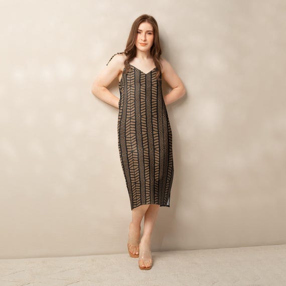 knee length dresses for ladies Tribal Sleeveless Midi Dress – Elizabeth Boutique main image 0