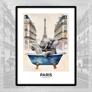 Stampa di Parigi. Arte digitale. Decorazione murale. Stampa luminosa, colorata e divertente. Regalo per viaggiatori.