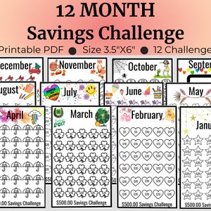 Monthly Savings Challenge Trackers Cash Envelopes Mini Savings Challenge Bundle Savings Challenge Printable Savings Tracker Challenge