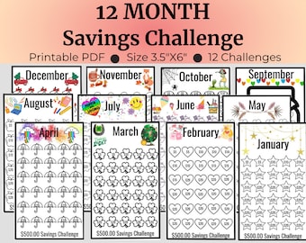 Monthly Savings Challenge Trackers Cash Envelopes Mini Savings Challenge Bundle Savings Challenge Printable Savings Tracker Challenge