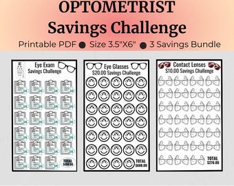 Optometry Savings Challenge Coloring Savings Optometry Sinking Fund Mini Savings Challenge Saving for Eye Glasses Money Savings Challenge