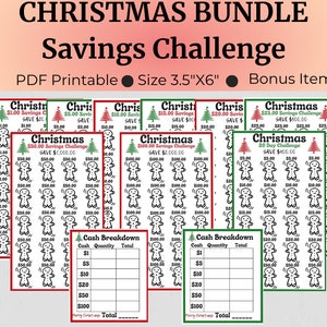 Christmas Savings Challenge Printable | Christmas Savings | Christmas Savings Tracker | Christmas Savings Challenge | A6 Savings Challenge