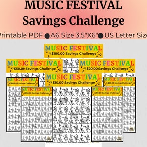 Savings Challenge Printable | Savings Challenge Bundle | Money Savings Challenge | Savings Tracker | Savings Challenge | Saving for concert