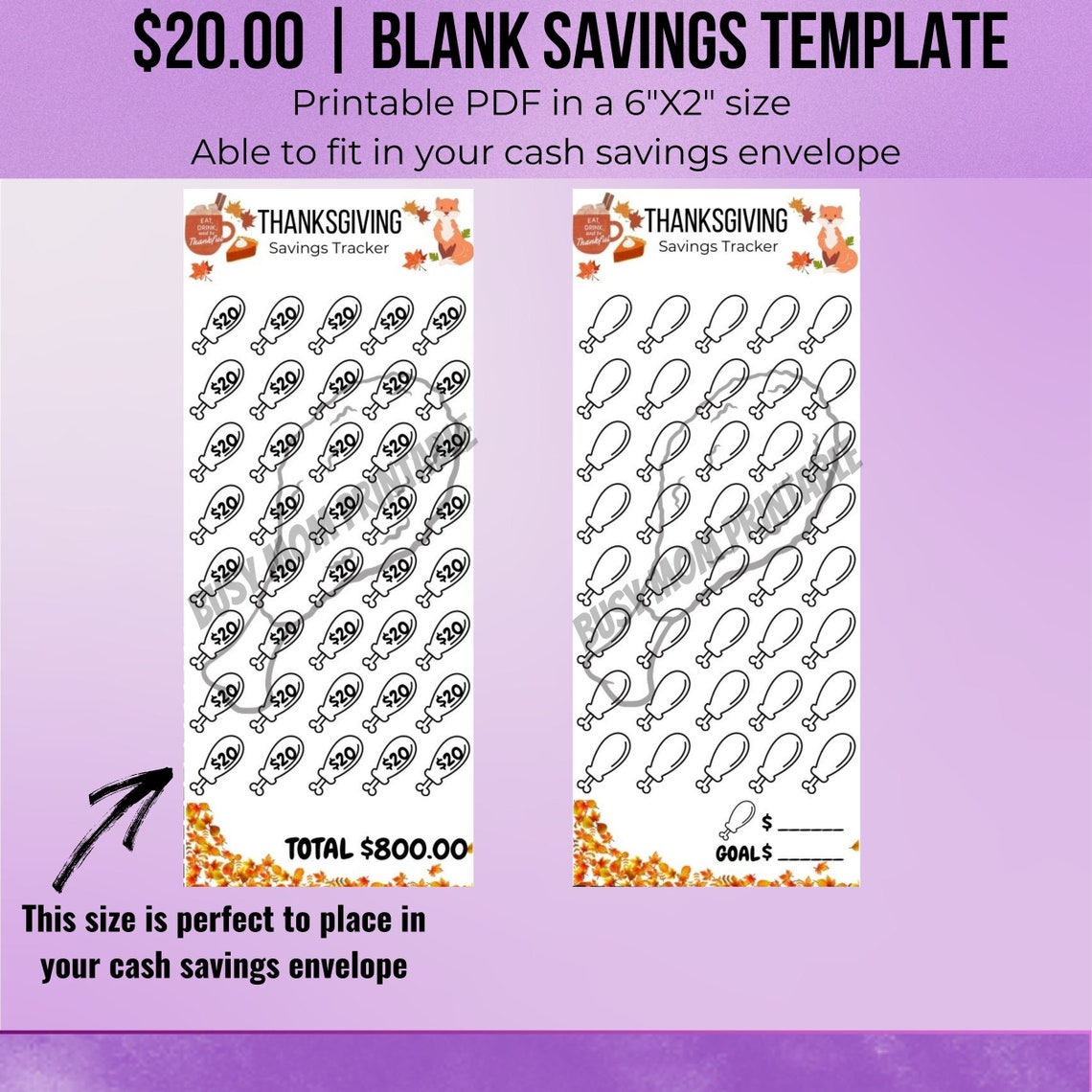 Thanksgiving Savings Challenge Thanksgiving Savings Tracker - Etsy