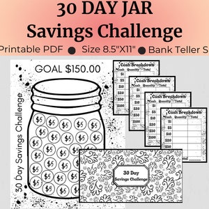 Monthly Savings Challenge | 30 Day Savings Challenge | Money Saving Challenge | Budget Challenge | 5.00 Savings Challenge | Cash Stuffing