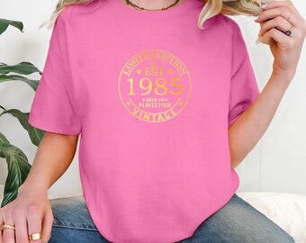 1985 Limited Edition tshirt, Soft Cotton Tee, Customisable top, Design Gift Idea, Loose Fit Shirt, 40th birthday