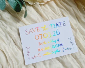 Save the Date Cards with Envelope, Custom Wedding Announcement, Elegant Save our Date, Personalised Printed Cards, Gold foil, Wedding invite