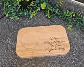 Tea and biscuit board, personalised snack tray, engraved wooden coffee board, tea tray, snack board, serving tray, custom gift, cake platter