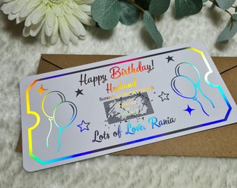 Birthday Scratch Card Personalised Scratch To Reveal Gift Voucher  Foiled Gold Card Birthday Surprise