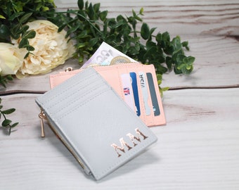 Custom Card Holder & Wallet Set - Personalized Gift for Her, Bridesmaid Proposal, Birthday Present, Monogrammed Accessories, Christmas gift