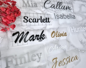 Custom Name Decal, Personalised Stick on Transfer, Sticky vinyl label, Sticker names, water bottle name, Custom vinyl sticker, Glass decor