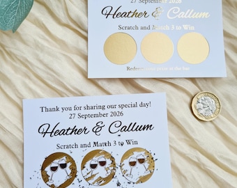 Personalised Wedding Scratch Cards, Wedding favours, Drinks token, Scratch to Reveal Wedding Surprise, Fun Wedding Stationary Party Gift
