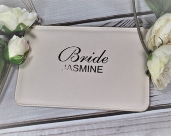 Personalised Wedding Clutch Bag, Bachelorette party gifts, Bridesmaid gift, Bride gift, Personalised clutch, Wedding keepsake, Gift for her