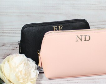 Personalised monogram makeup bag, Custom makeup case for her, Bridesmaids proposal gift, travel accessories case, Birthday gift for her