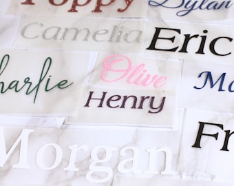 Custom Name Iron-On Decals, Personalised Iron-On Transfers, Custom Name Vinyl Decals, DIY clothes Bags, Custom Monogram HTV vinyl Iron-On