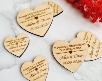 Personalised Engraved Heart Wedding Favours, Custom Wooden Keepsakes, Rustic Wedding Favour, Unique Wedding Gifts for Guests, Confetti