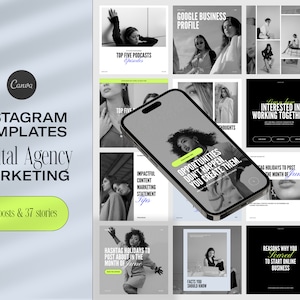 Digital Marketing Agency Template | Marketing Instagram Post Template | Social Media Posts for Small Business | Canva Instagram Stories