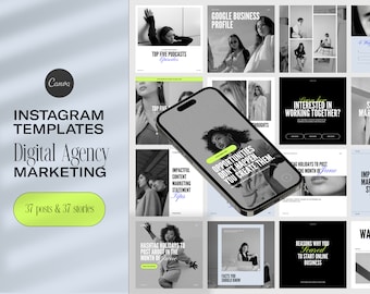 Digital Marketing Agency Instagram Templates: Canva Social Media Posts (72 Designs)