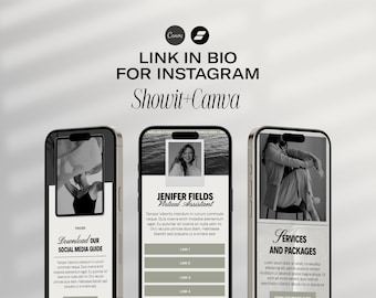 Plantilla de enlace de Instagram en la biografía: Sitio web de Showit y Canva (PDF)