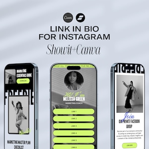Showit Link in Bio für Instagram, Canva Link in Bio für Instagram, Instagram Links Seite, Canva Website Template, Bold Instagram Links