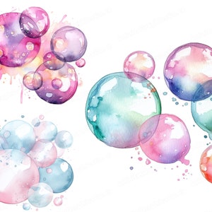 Watercolor Bubble Clipart, Bubbly Clipart, Bubble PNGs, Instant Download & Commercial Use