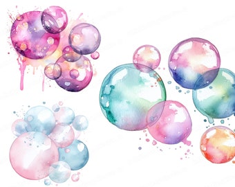 Watercolor Bubble Clipart, Bubbly Clipart, Bubble PNGs, Instant Download & Commercial Use