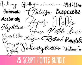 Script Font Bundle, Cricut Font Bundle, Herunterladbare Schriftarten, Artful Font Bundle, Scripted Fonts, Designer Fonts, Wedding Font Bundle