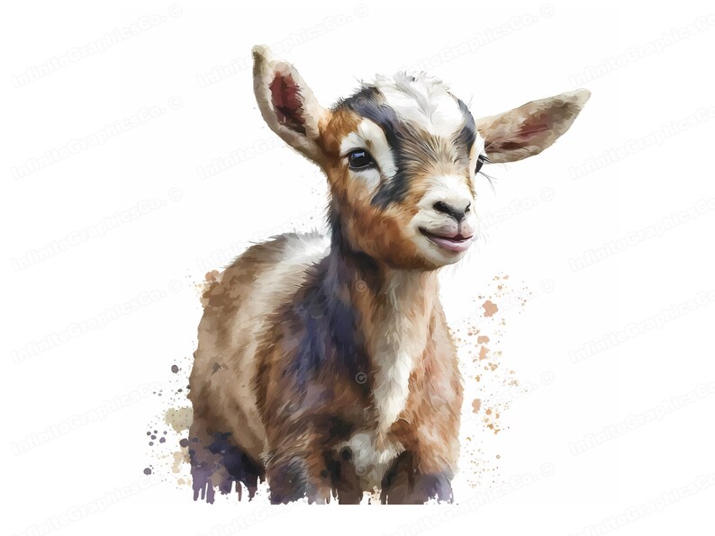 Baby Goats Printable Art Prints, COMMERCIAL USE, Baby Goat Design Bundle, Scrapbooking, Card