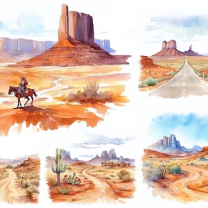 Akwarela Krajobraz Pustynny Clipart, Wysokiej Jakości JPG, Krajobraz Pustynny, Komercyjne Wykorzystanie JPG, Scrapbooking, Dziennik Śmieciowy, Do Wydruku